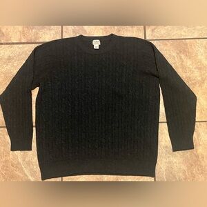 LLBean cashmere cable knit dark grey sweater xxl